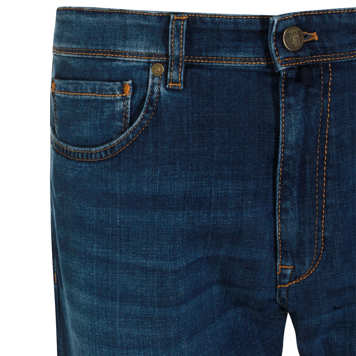 Incotex Medium Blue Straight-Leg Jeans with Classic Five-Pocket Design Blauw