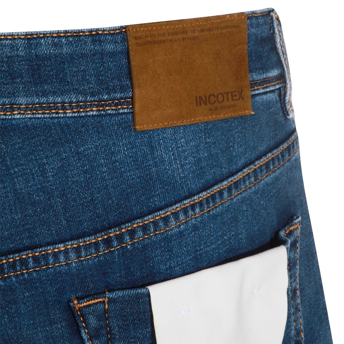 Incotex Medium Blue Straight-Leg Jeans with Classic Five-Pocket Design Blauw