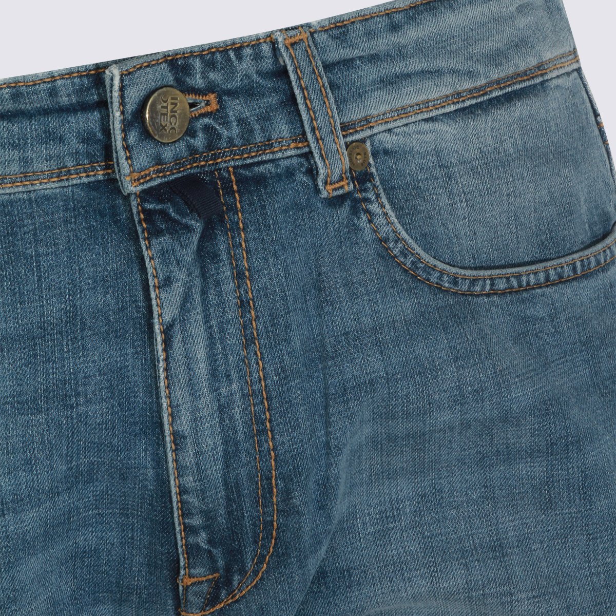 Incotex Straight-Leg Jeans With Five-Pocket Design And Subtle Fading Blauw