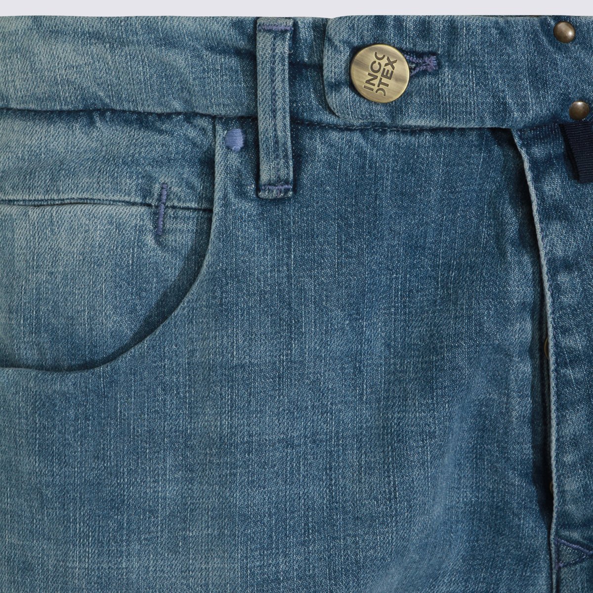 Incotex Classic Slim Fit Jeans With Slightly Tapered Leg And Worn-In Detail Blauw