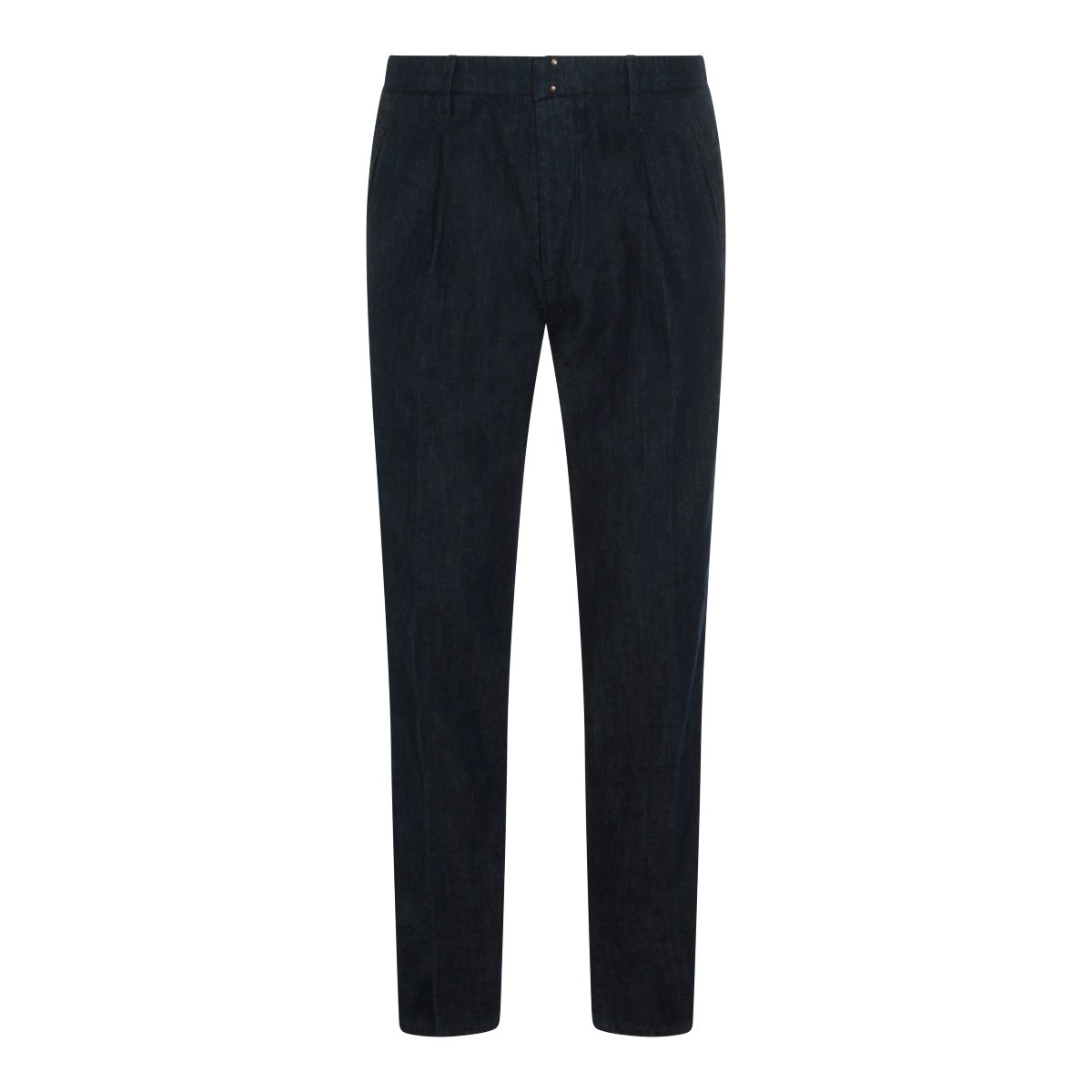 Incotex Straight-Leg Jeans with Dark Indigo Wash and Subtle Pleats Blauw