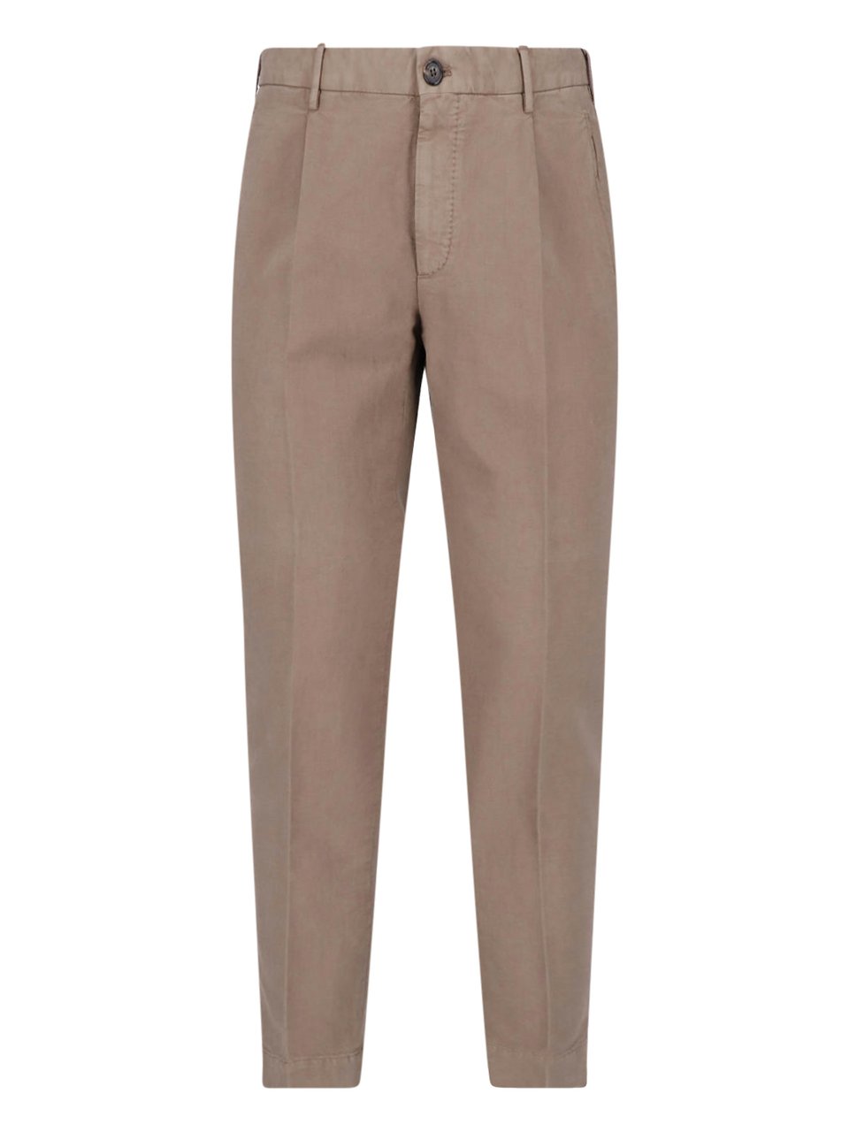 Incotex Taupe Cotton Straight-Leg Pants Neutraal