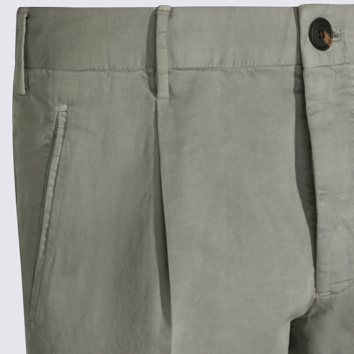 Incotex Tailored High-Waist Trousers With Pleated Front And Muted Green Finish Groen