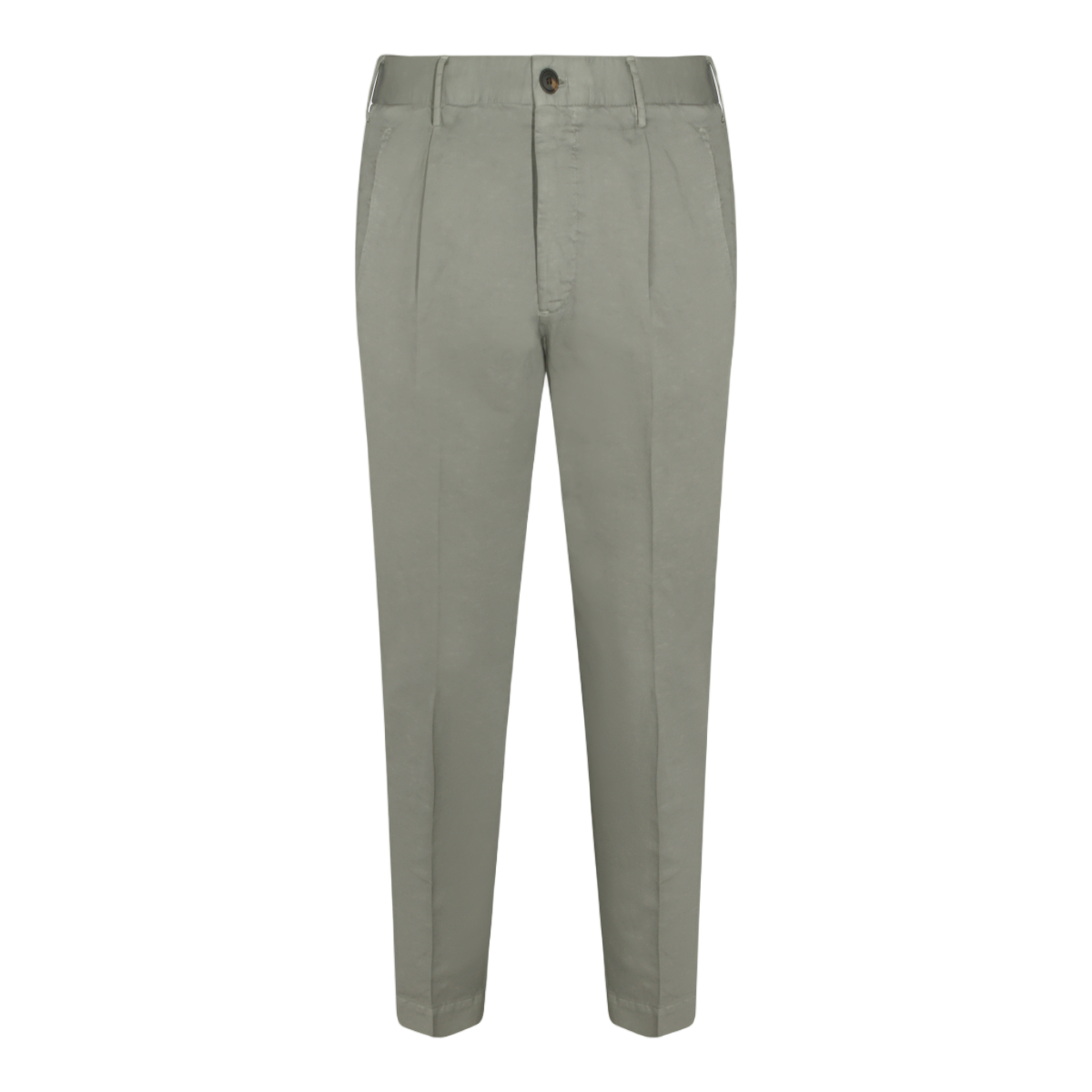 Incotex Tailored High-Waist Trousers With Pleated Front And Muted Green Finish Groen