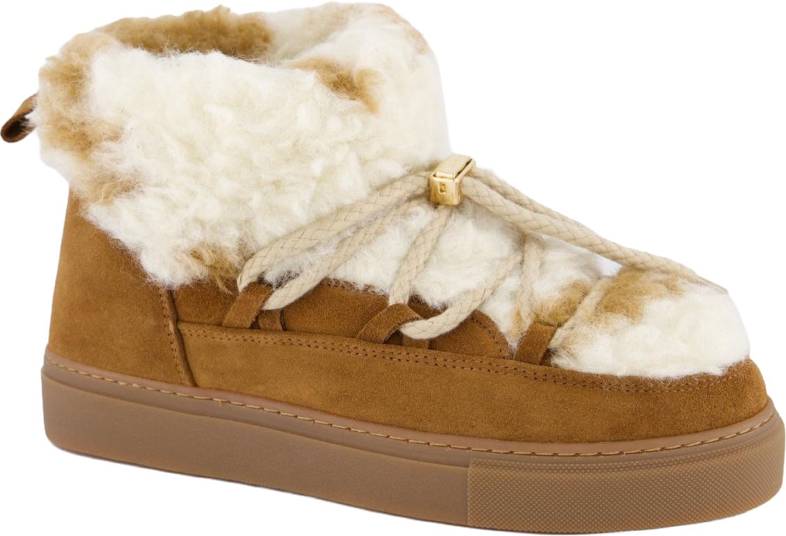 Inuikii Dames Teddy Low Boot Ecru Bruin Bruin
