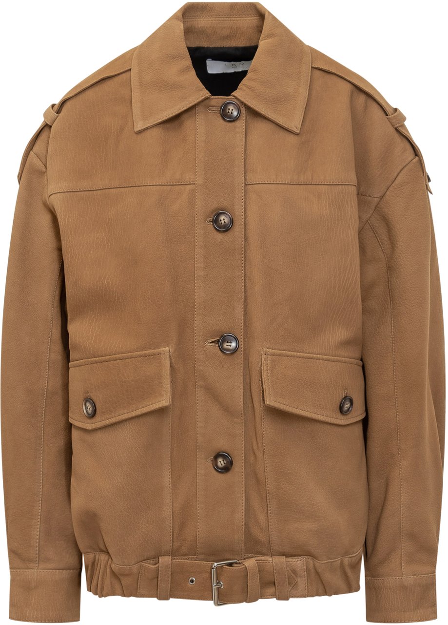 Iro Giacca in Pelle Cammello con Cintura Iro Bruin