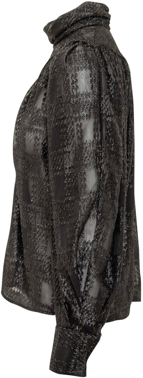 Iro Iro Blusa Trasparente Nera a Maniche Lunghe Zwart