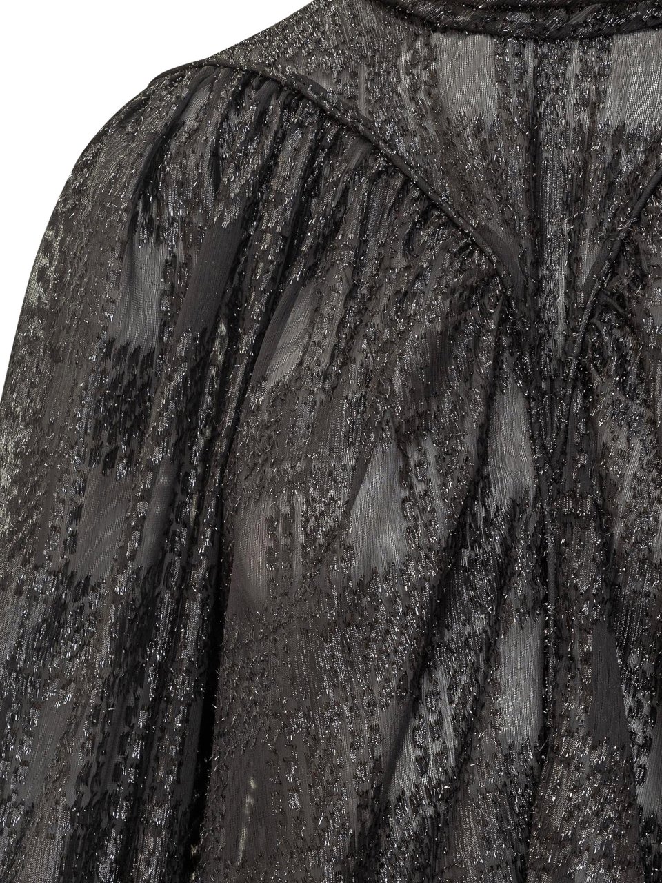 Iro Iro Blusa Trasparente Nera a Maniche Lunghe Zwart