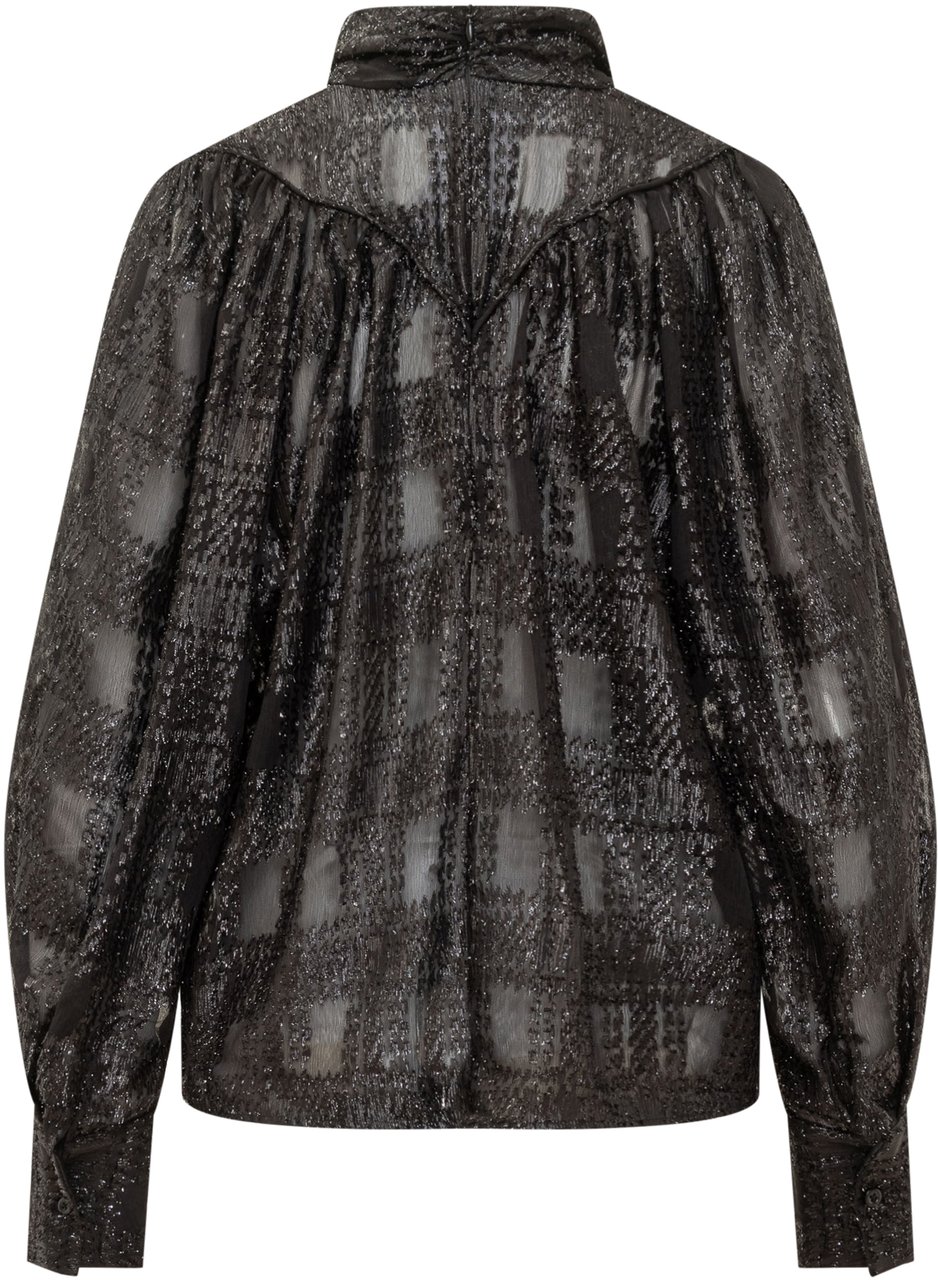 Iro Iro Blusa Trasparente Nera a Maniche Lunghe Zwart