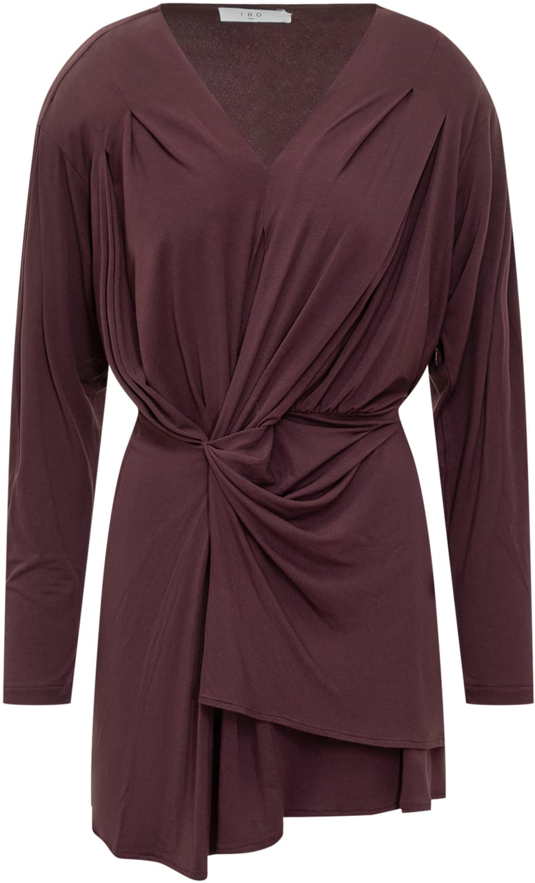 Iro Iro Abito Drappeggiato Bordeaux con Scollo a V Rood