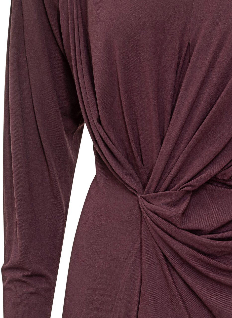 Iro Iro Abito Drappeggiato Bordeaux con Scollo a V Rood