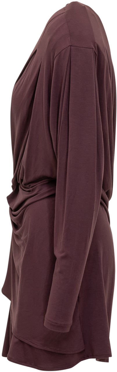 Iro Iro Abito Drappeggiato Bordeaux con Scollo a V Rood