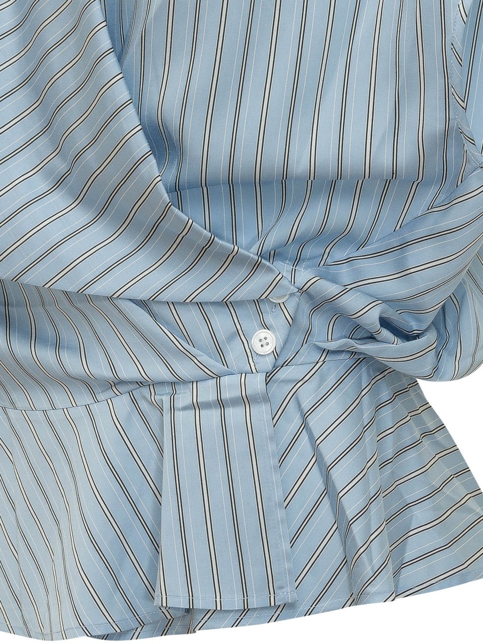 Iro Top Incrociato a Righe con Cintura Lichtblauw