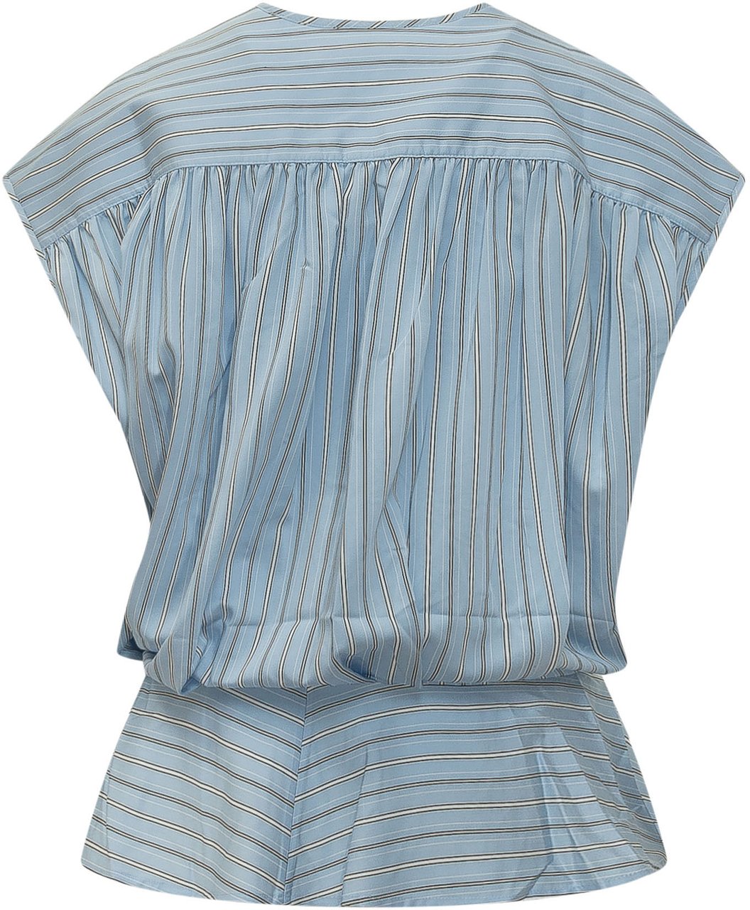 Iro Top Incrociato a Righe con Cintura Lichtblauw