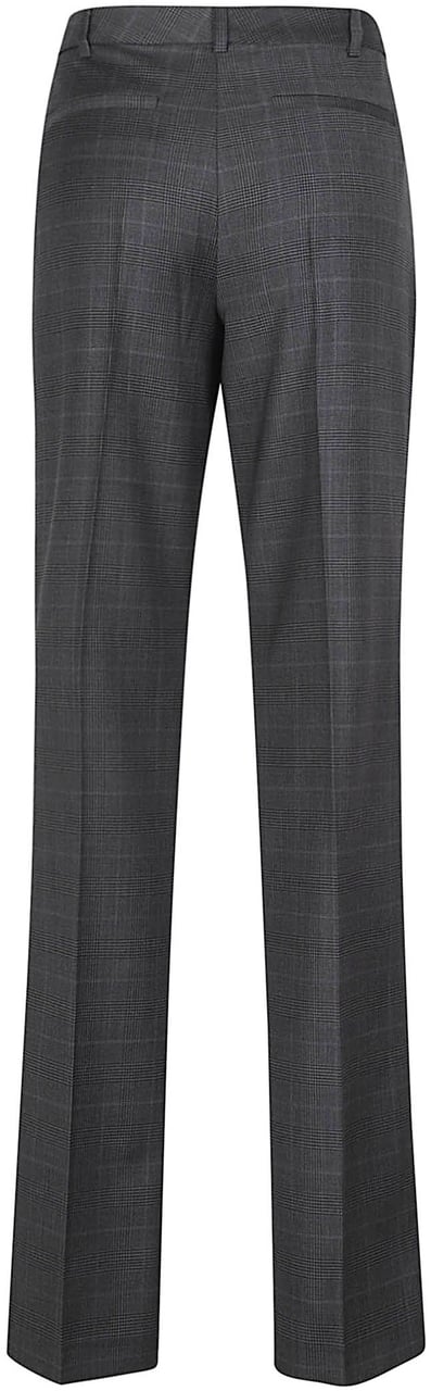 Iro Cayana Gray Checked Wool Trousers Grijs