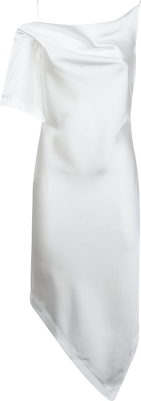 Iro Thiana Asymmetrical Satin-Finish Mini Dress Wit