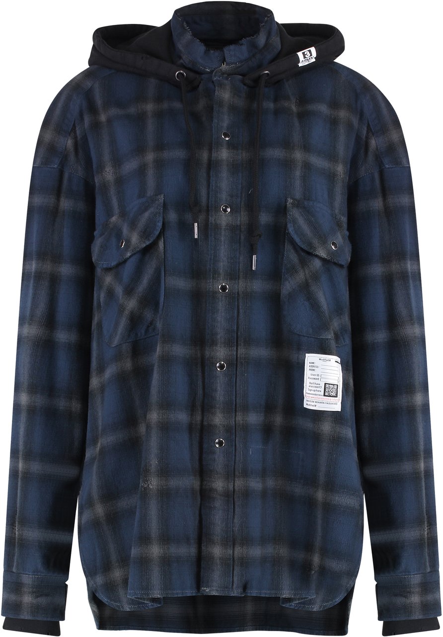 Iro Check print cotton shirt Blauw