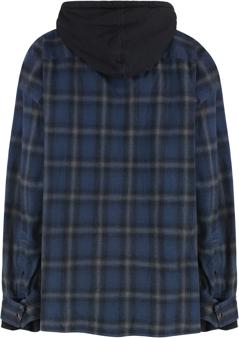 Iro Check print cotton shirt Blauw