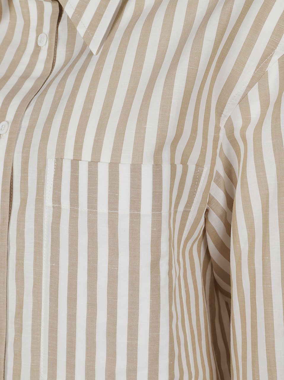 Iro Azaloa Striped Cotton Casual Shirt Neutraal