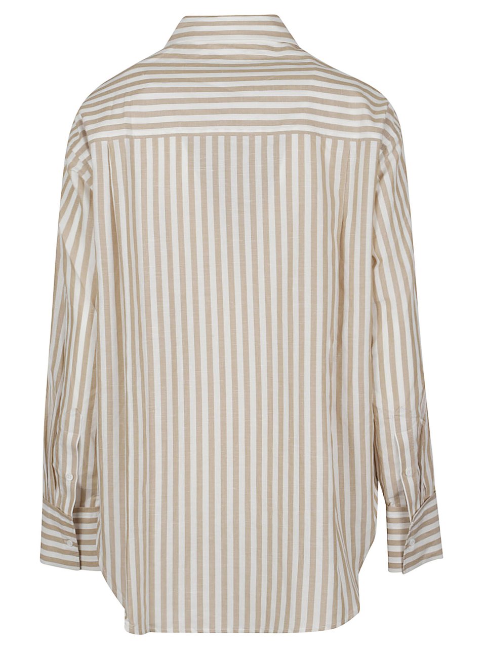 Iro Azaloa Striped Cotton Casual Shirt Neutraal