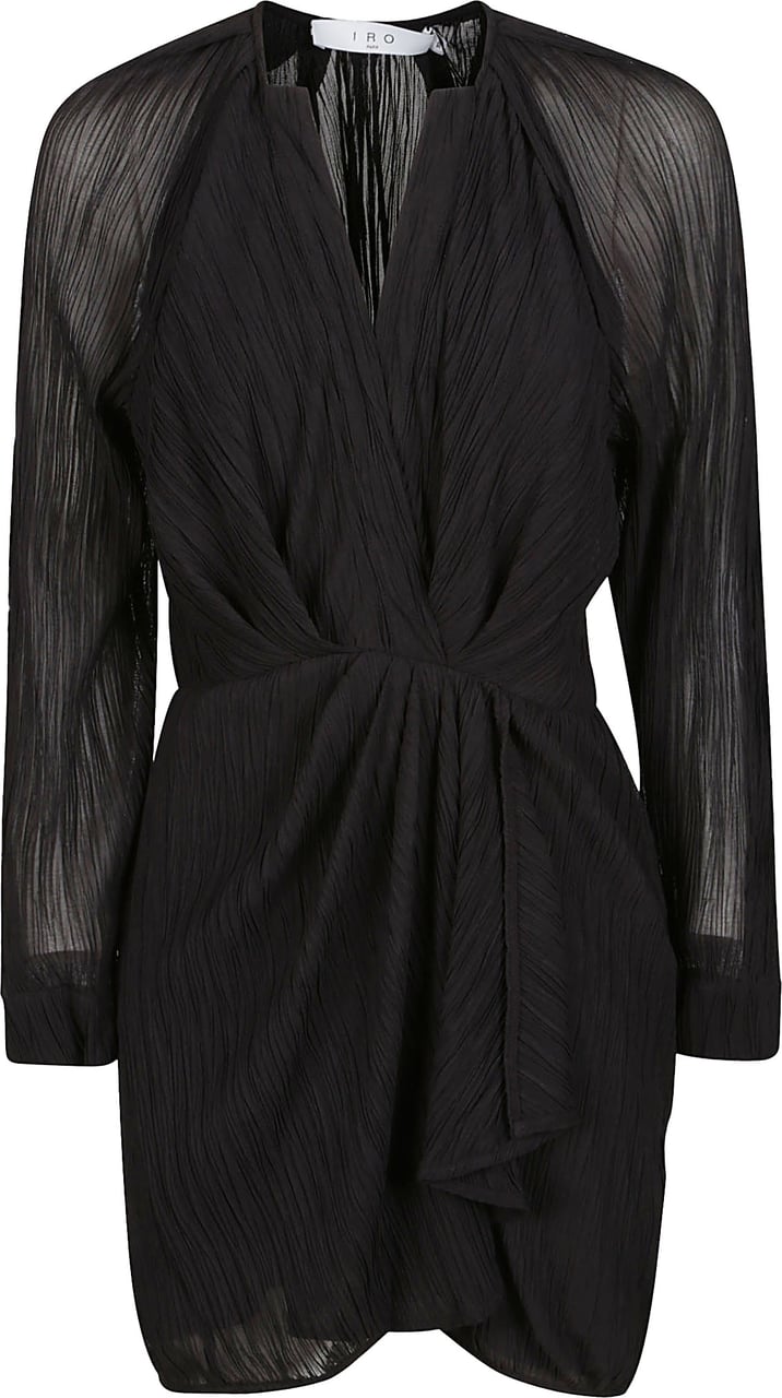 Iro Alvina V-neck Mini Dress Black Zwart