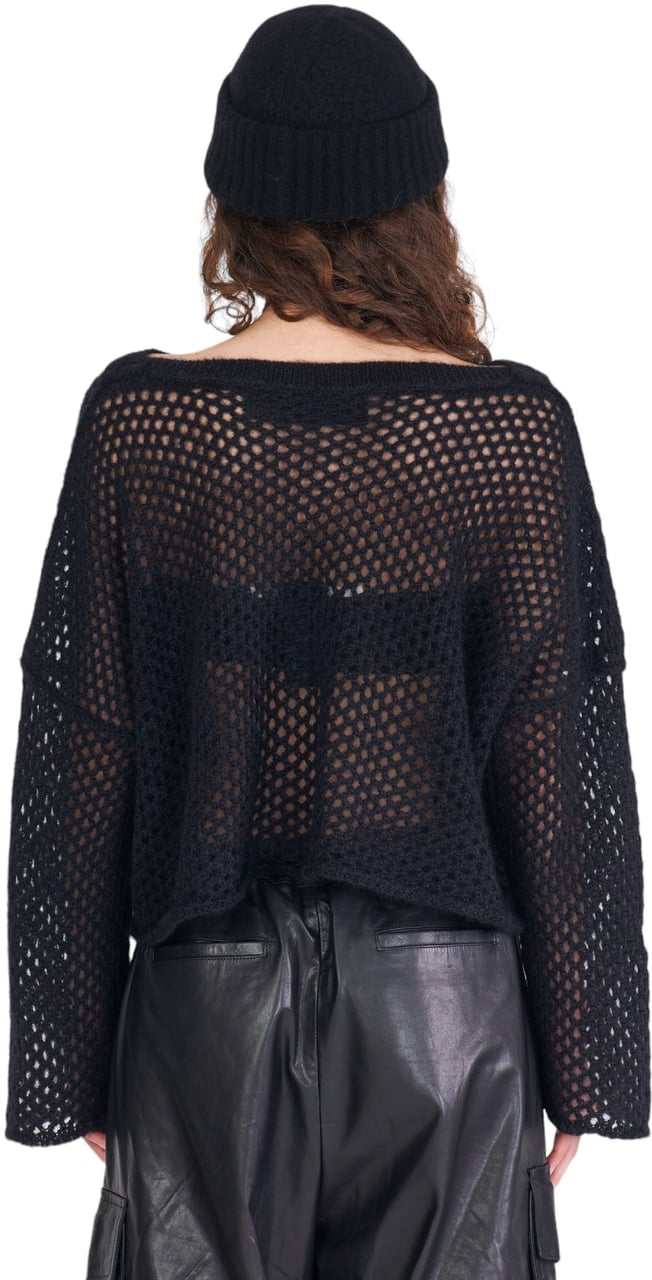 Isabel Benenato Pull filet Epingles à nourrice Noir Isabel Benenato Femme DK32 01 Zwart
