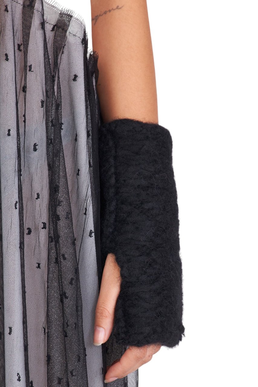 Isabel Benenato Mitaines tricot irrégulier Noir Isabel Benenato homme femme DK64 01 Zwart