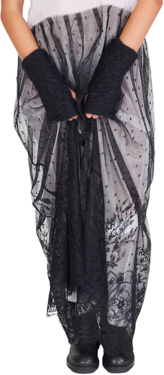 Isabel Benenato Mitaines tricot irrégulier Noir Isabel Benenato homme femme DK64 01 Zwart