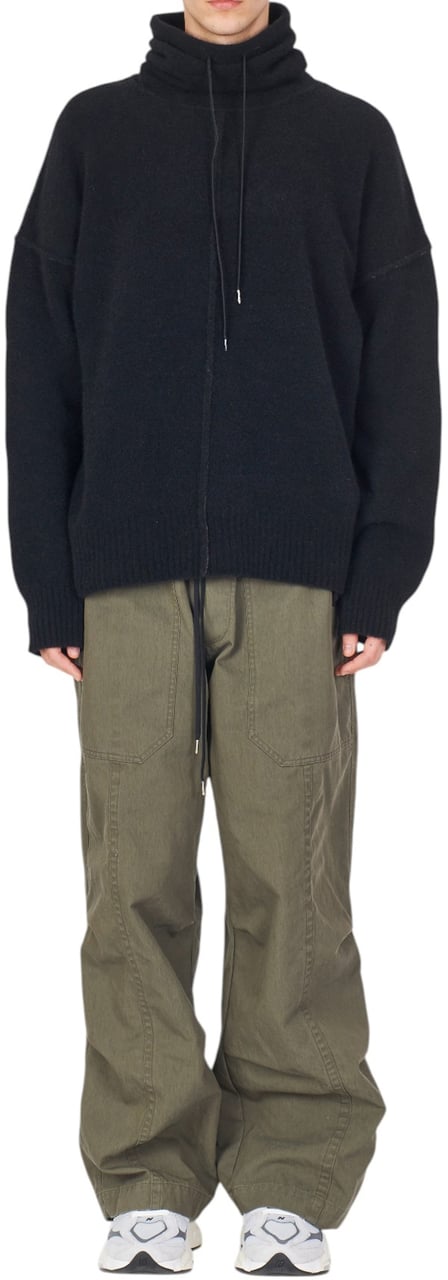 Isabel Benenato Pull col boule lien yack noir Isabel Benenato homme UK05 01 Zwart