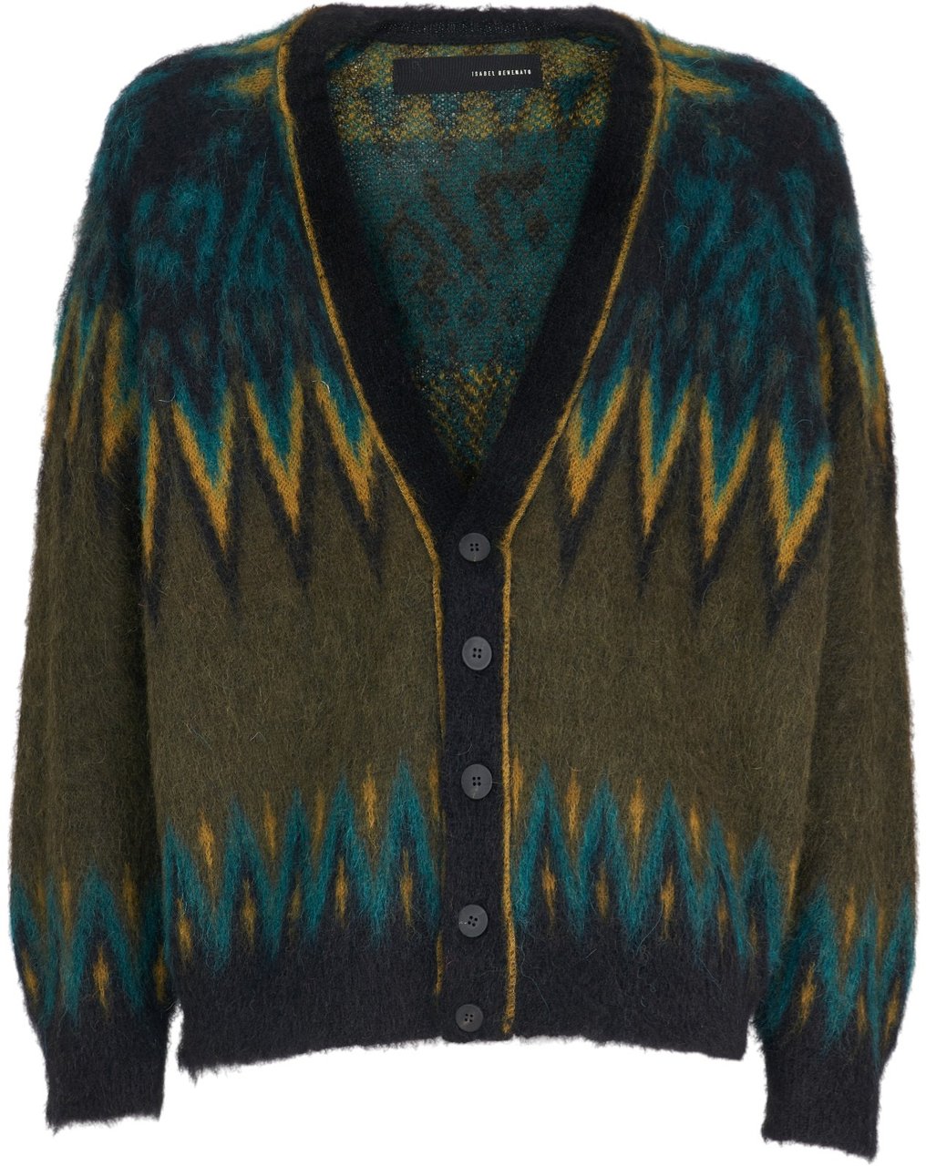 Isabel Benenato Cardigan mohair kaki losanges jaune bleu Isabel Benenato homme UK63 99 Divers
