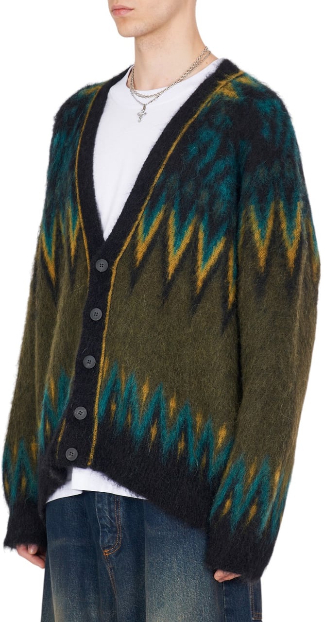 Isabel Benenato Cardigan mohair kaki losanges jaune bleu Isabel Benenato homme UK63 99 Divers