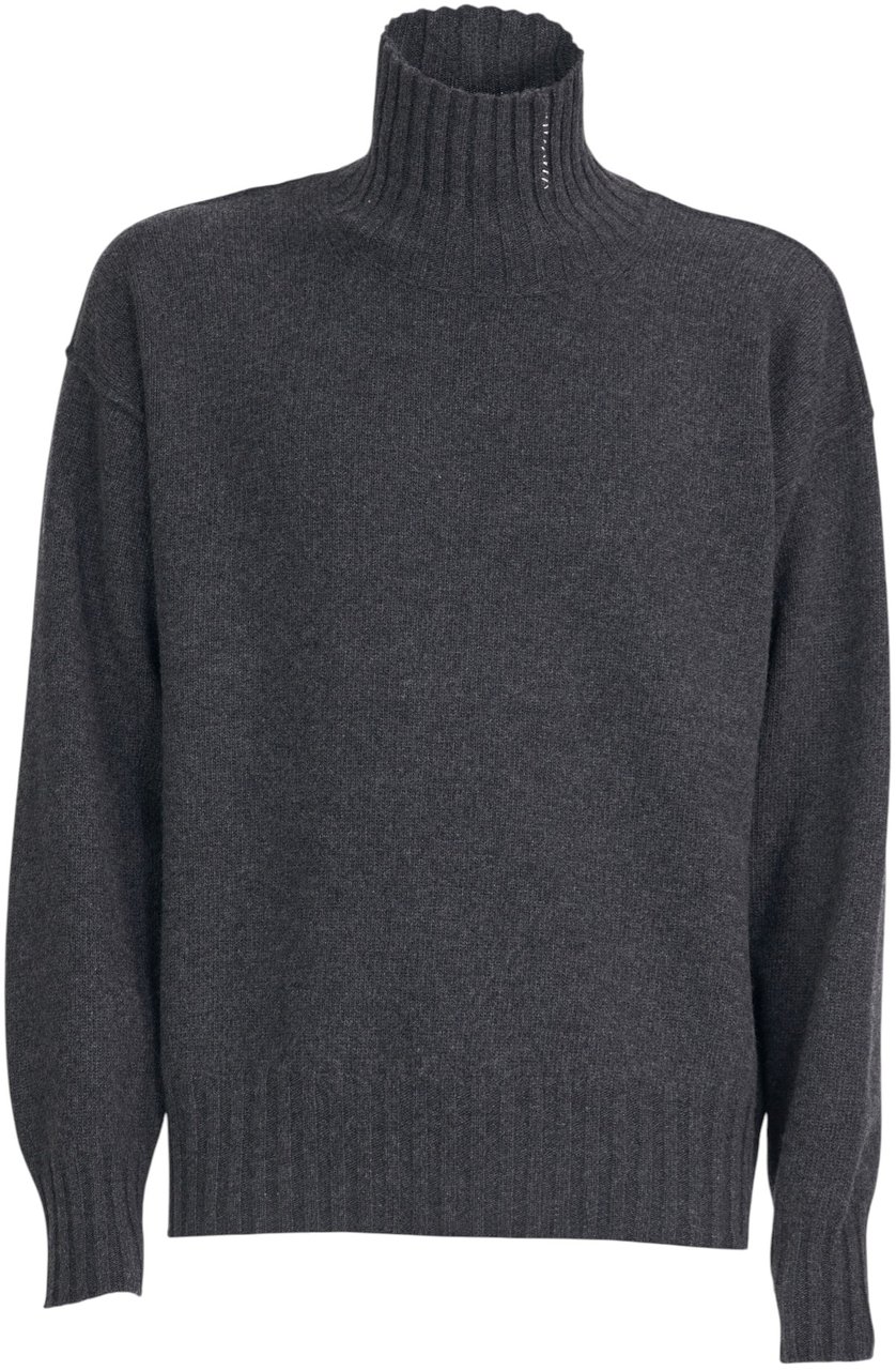 Isabel Benenato Pull cachemire col roulé surpiqure blanche gris Isabel Benenato Homme UK22 80 Wit