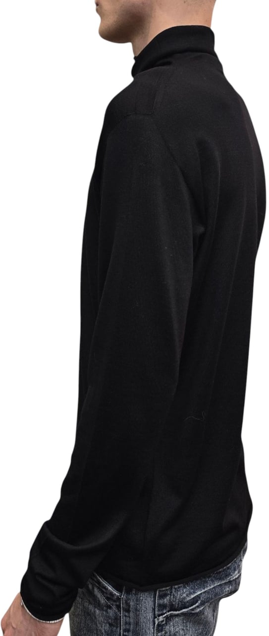 Isabel Benenato Pull col roulé laine vierge mérinos noir Isabel Benenato Homme UK72 01 Zwart