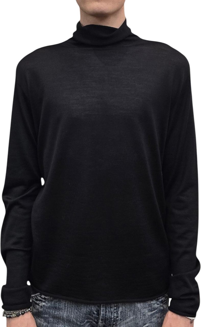 Isabel Benenato Pull col roulé laine vierge mérinos noir Isabel Benenato Homme UK72 01 Zwart
