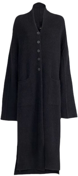 Isabel Benenato Manteau Yack noir double fente boutons Isabel Benenato Femme Dk23 F25 01 Zwart