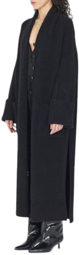 Isabel Benenato Manteau Yack noir double fente boutons Isabel Benenato Femme Dk23 F25 01 Zwart