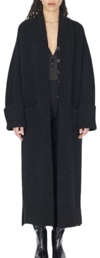 Isabel Benenato Manteau Yack noir double fente boutons Isabel Benenato Femme Dk23 F25 01 Zwart
