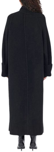 Isabel Benenato Manteau Yack noir double fente boutons Isabel Benenato Femme Dk23 F25 01 Zwart