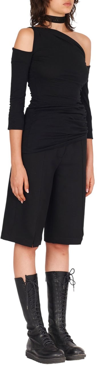 Isabel Benenato Top asymétrique noir jersey coton Isabel Benenato femme DJ21S26 Zwart