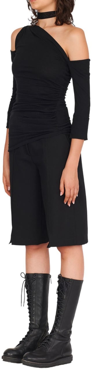 Isabel Benenato Top asymétrique noir jersey coton Isabel Benenato femme DJ21S26 Zwart