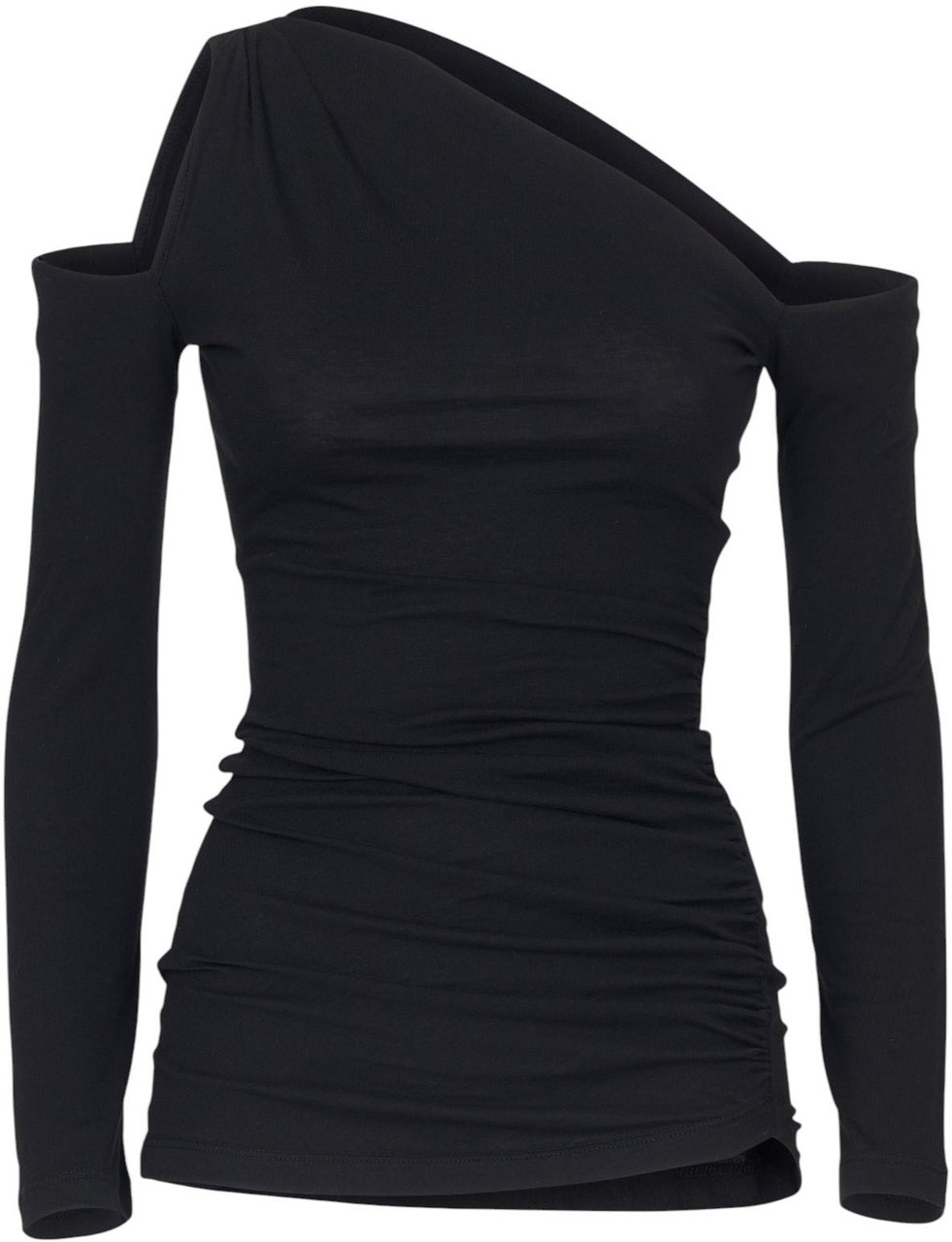 Isabel Benenato Top asymétrique noir jersey coton Isabel Benenato femme DJ21S26 Zwart