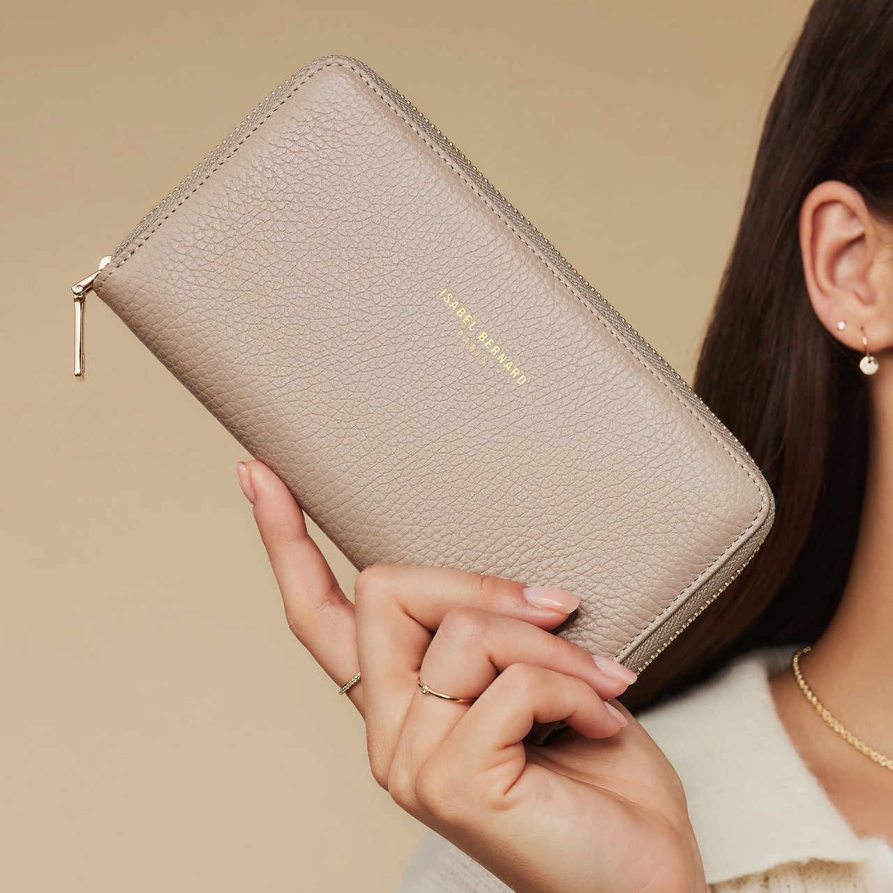 Isabel Bernard Honoré Léa Ritsportemonnee Taupe