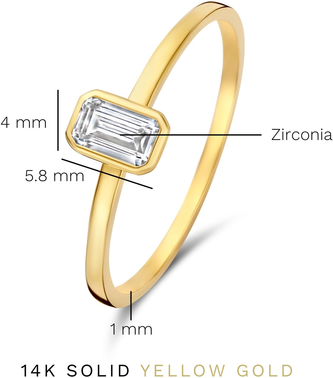 Isabel Bernard Baguette Ring met Zirkonia Wit