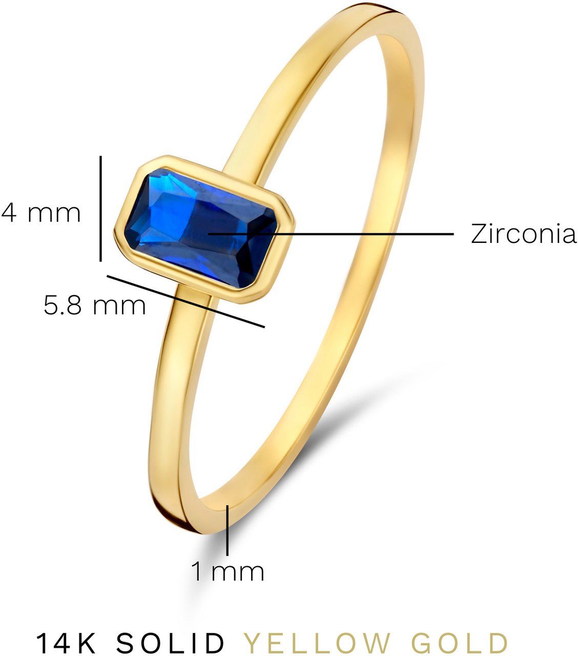 Isabel Bernard Baguette Ring met Zirkonia Blauw