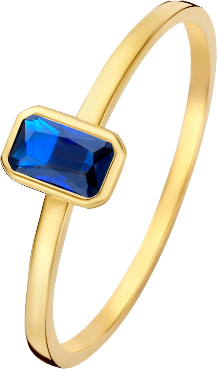Isabel Bernard Baguette Ring met Zirkonia Blauw