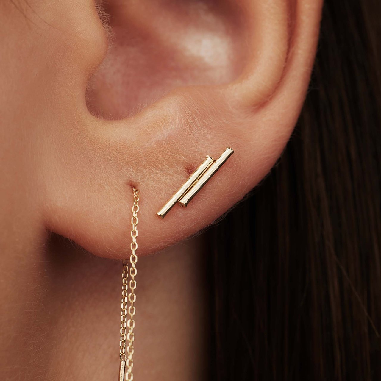 Isabel Bernard Le Marais Double Tube Oorknoppen Goud