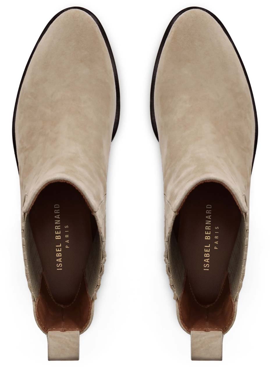 Isabel Bernard Vendôme Chey Kalfsleer/Suède Chelsea Boots Beige