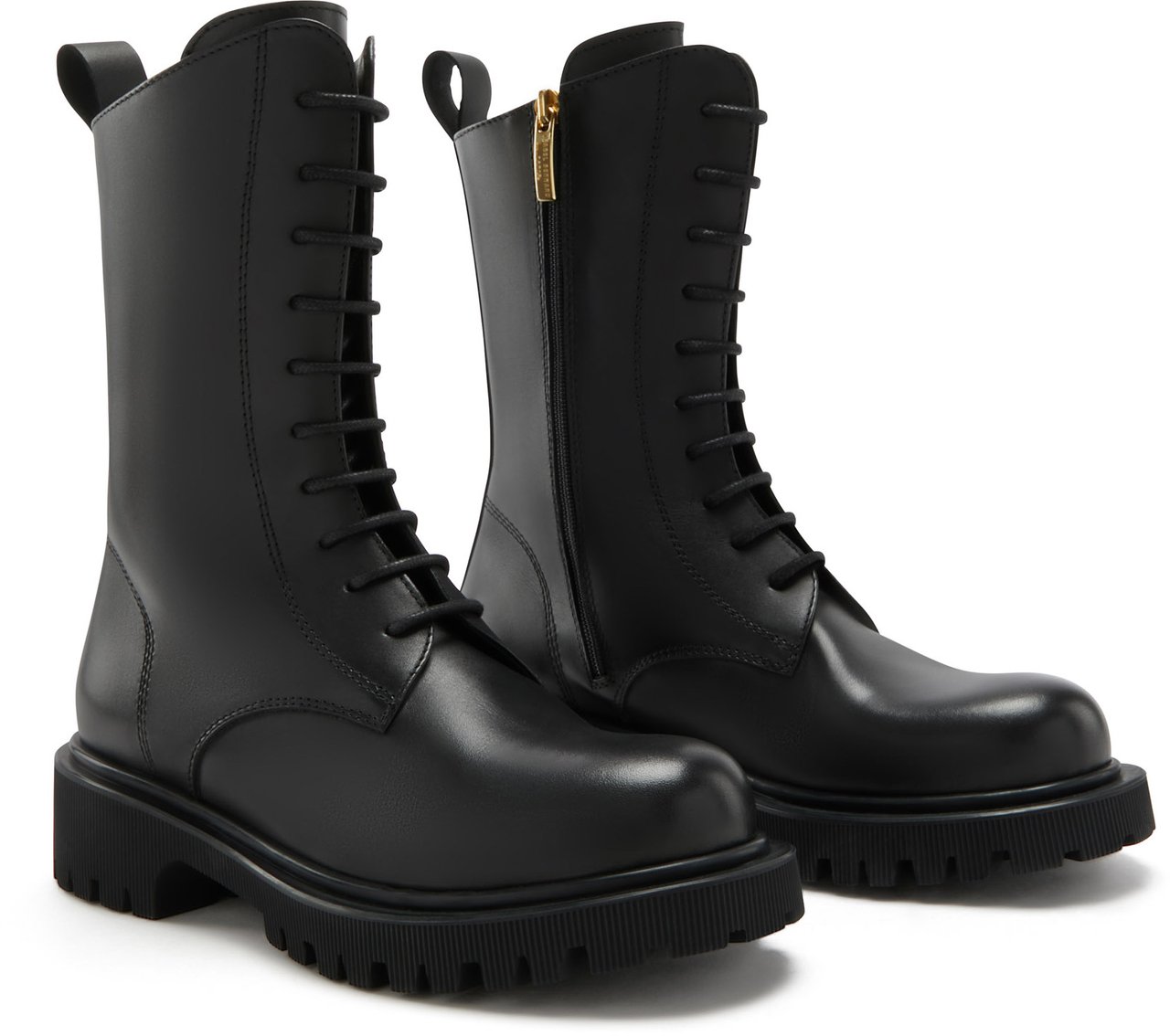 Isabel Bernard Vendôme Myrthe Kalfsleer Veterlaarzen Zwart