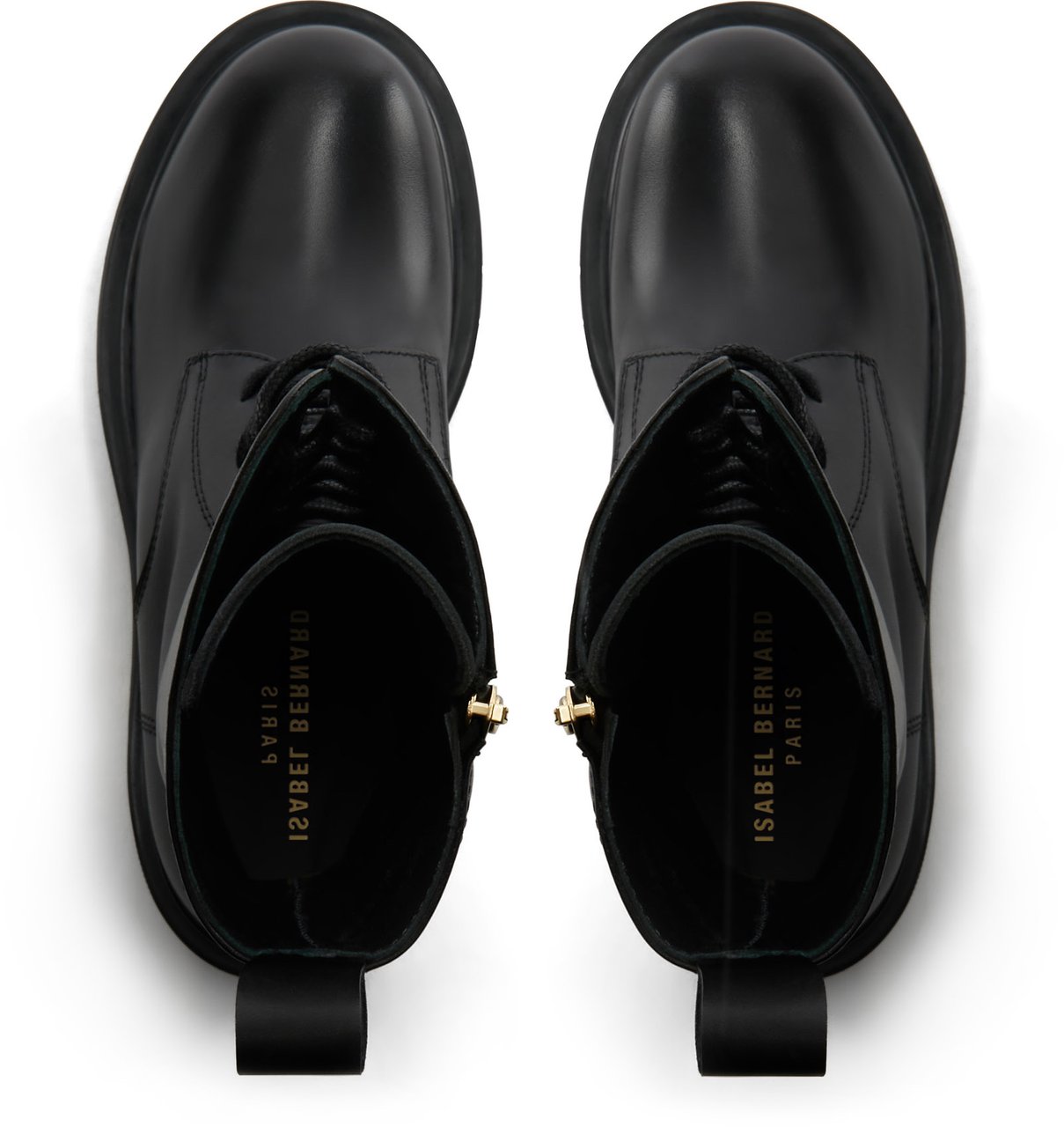 Isabel Bernard Vendôme Myrthe Kalfsleer Veterlaarzen Zwart