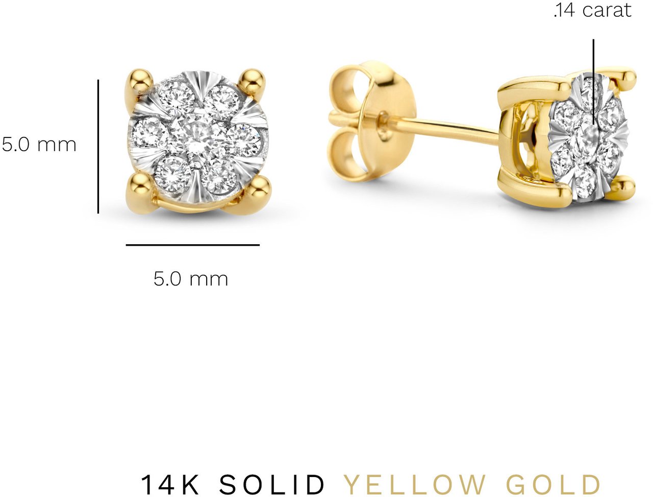 Isabel Bernard De la Paix Hanaé Oorknoppen met Diamant Goud